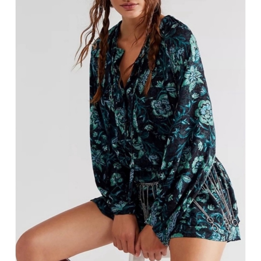 Free People NWOT Dance Til Dawn Romper Black Motif S